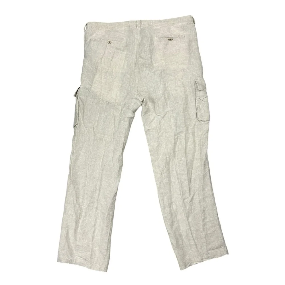 Tommy Bahama Linen‎ Cargo Pants Mens Large 42X32 Gray Drawstring Relax Light